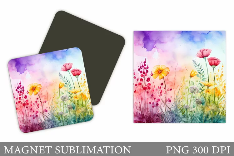 Wildflowers Magnet Design. Flowers Magnet Sublimation