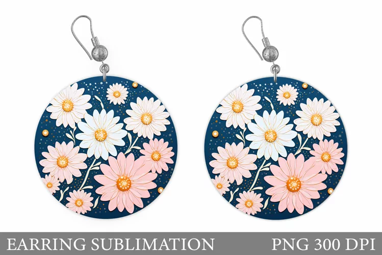 Flowers Round Earring. Daisy Flowers Earring Design