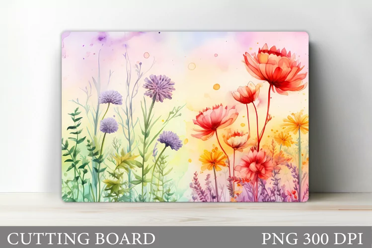 Wildflowers Cutting Board. Flowers Cutting Board Sublimation