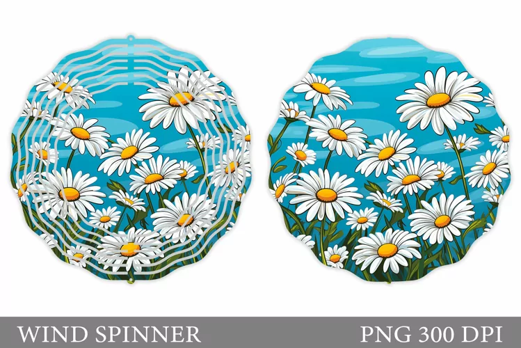 Flowers Wind Spinner Design. Daisy Flowers Wind Spinner