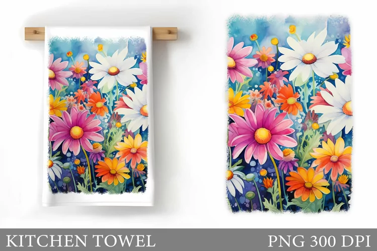 Flowers Kitchen Towel. Floral Kitchen Towel Sublimation