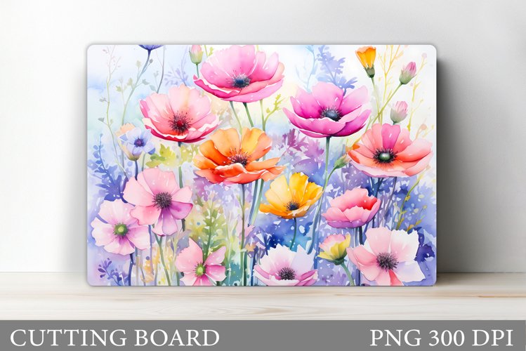 Flowers Cutting Board Sublimation. Wildflowers Cutting Board example image 1