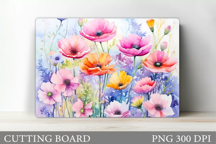 Flowers Cutting Board Sublimation. Wildflowers Cutting Board