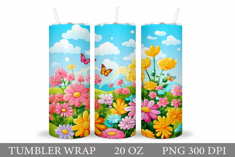 Flowers Tumbler Design. Wildflowers Tumbler Sublimation
