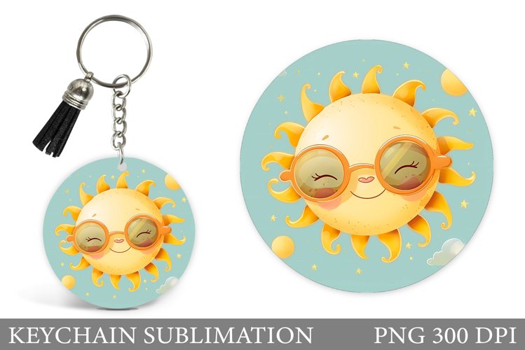 Cute Sun Sublimation. Cute Sun Keychain Design