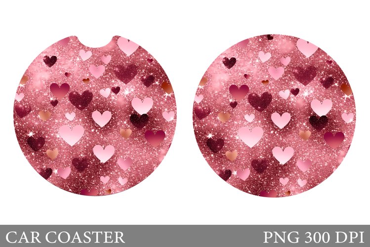 Hearts Car Coaster Sublimation. Shimmer Hearts Car Coaster