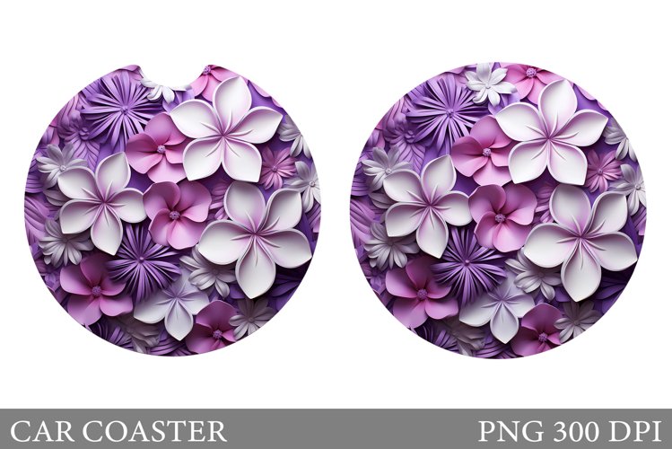 3D Flowers Car Coaster. Flowers Car Coaster Sublimation example image 1