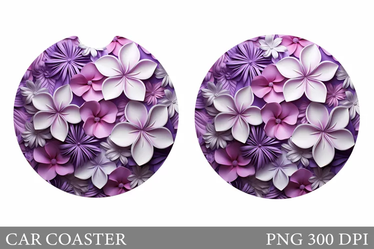 3D Flowers Car Coaster. Flowers Car Coaster Sublimation