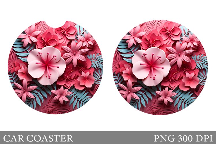 3D Flowers Car Coaster. Flowers Car Coaster Design example image 1