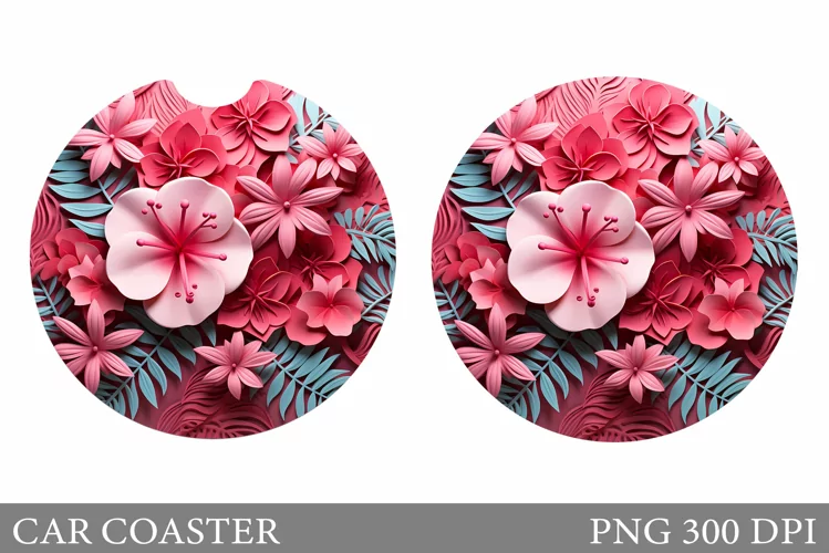 3D Flowers Car Coaster. Flowers Car Coaster Design