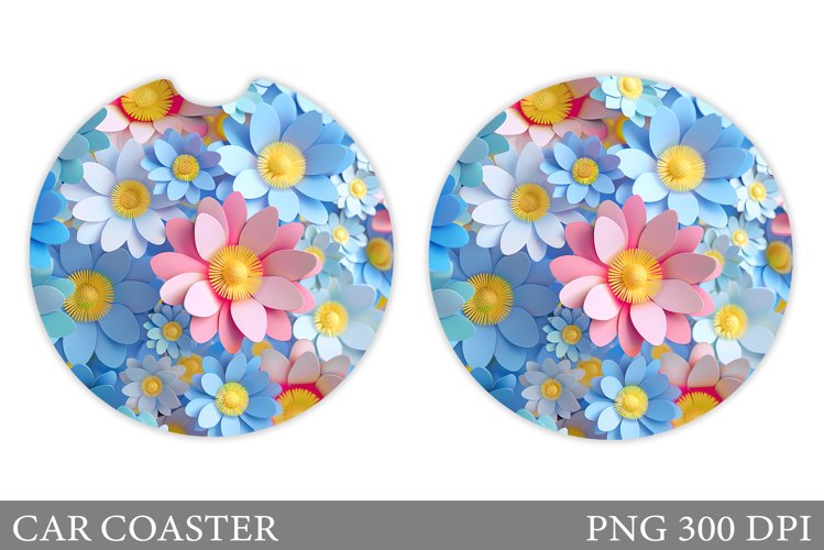 Daisy Flowers Car Coaster. Flowers Coaster Sublimation