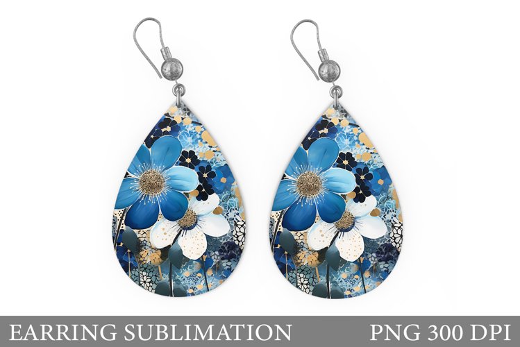 Flowers Earring Sublimation. Flowers Teardrop Earring