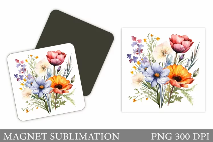 Flowers Magnet. Wildflowers Magnet Sublimation