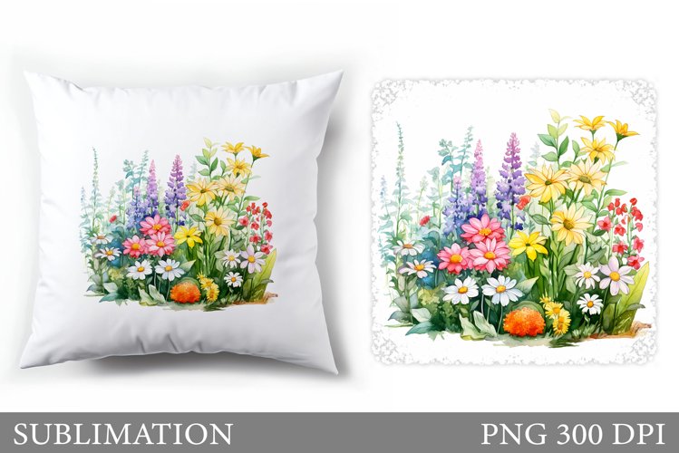 Flowers Sublimation. Wildflowers Pillow Sublimation example image 1