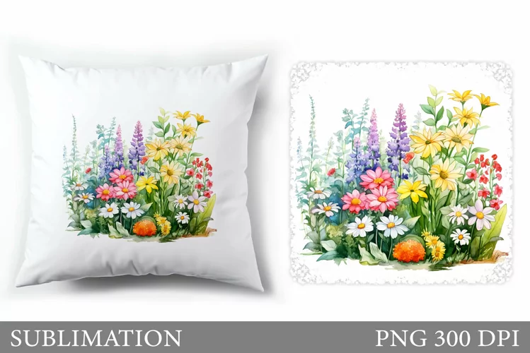 Flowers Sublimation. Wildflowers Pillow Sublimation