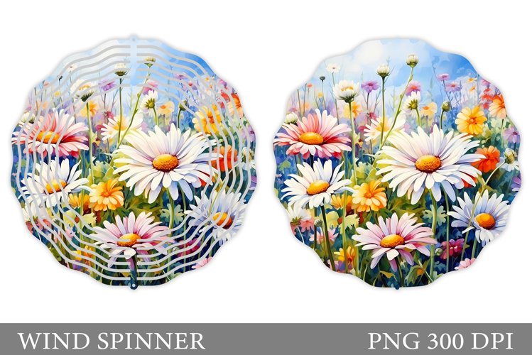 Flowers Wind Spinner Design. Daisy Wind Spinner Sublimation example image 1