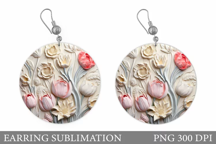 3D Flowers Earring Design. Spring Flowers Earring