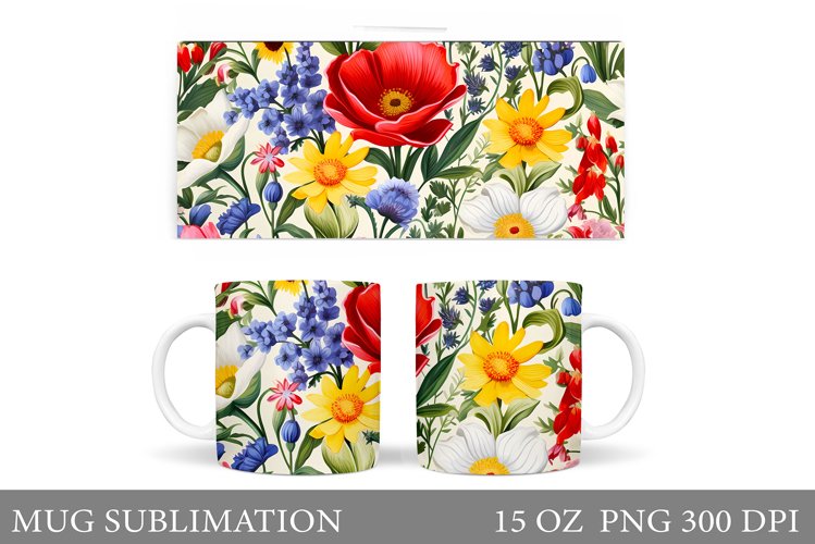 Flowers Mug Wrap Design. Wildflowers Mug (3701203)