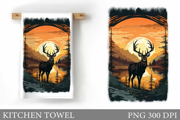 Deer Kitchen Towel Design. Deer Sublimation