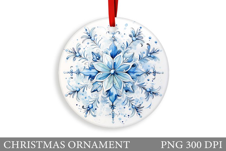 Snowflake Christmas Ornament. Watercolor Snowflake Ornament
