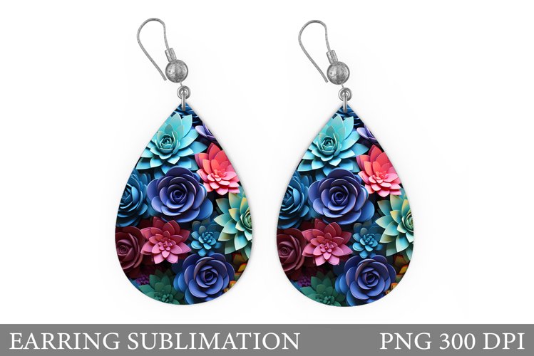 Succulents Earring Design. Flowers Earring Sublimation example image 1