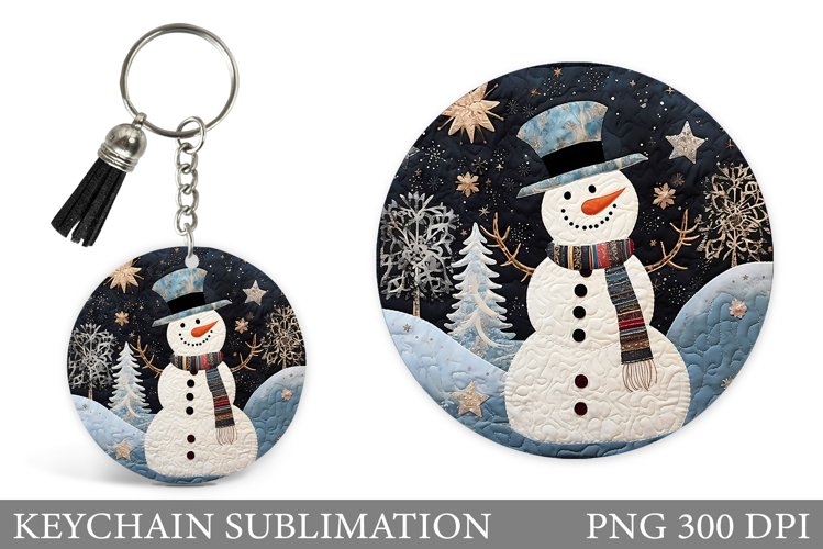 Snowman Keychain Design. Cute Snowman Keychain Sublimation