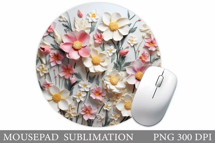 3D Flowers Mouse Pad. Wildflowers Mouse Pad Sublimation