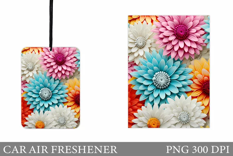 3D Flowers Car Air Freshener. Car Air Freshener Sublimation