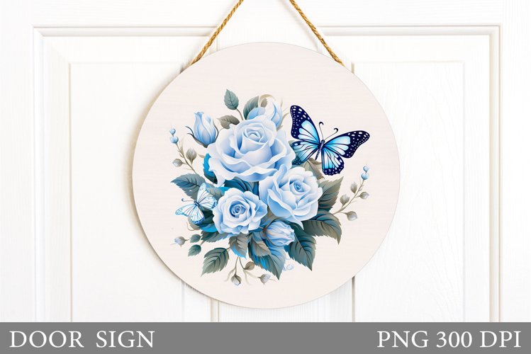 Butterfly Door Sign Sublimation. Summer Door Sign Design example image 1