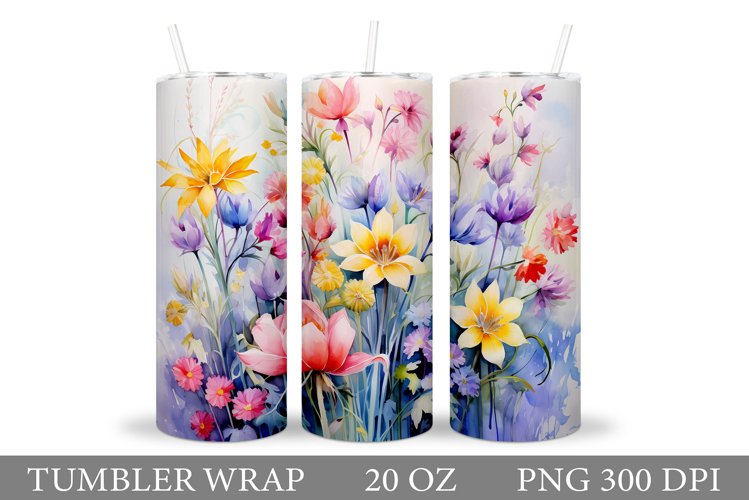 Flowers Tumbler. Wildflowers Tumbler Sublimation