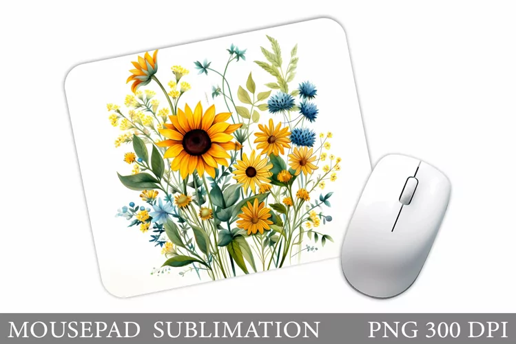 Flowers Mouse Pad Sublimation. Wildflowers Mouse Pad Design