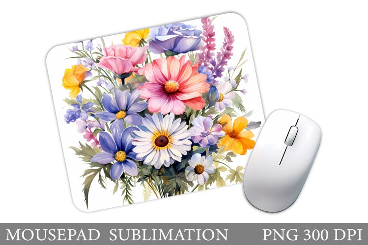 Flowers Mouse Pad Sublimation. Wildflowers Mouse Pad Design