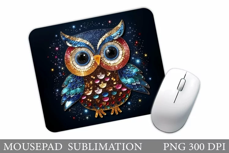 Winter Owl Mouse Pad. Shimmer Owl Mouse Pad Sublimation