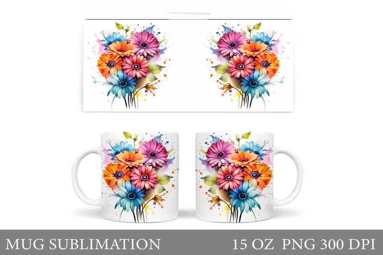 Gerbera Flowers Mug Design. Flowers Mug Sublimation example image 1