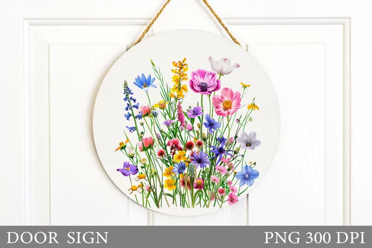 Flowers Door Sign Design. Wildflowers Sublimation