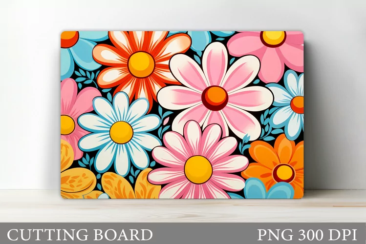 Daisy Flowers Cutting Board. Flowers Cutting Board Design