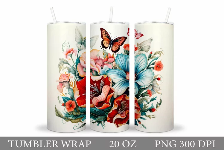 Butterflies Tumbler Wrap. Butterfly Tumbler Sublimation