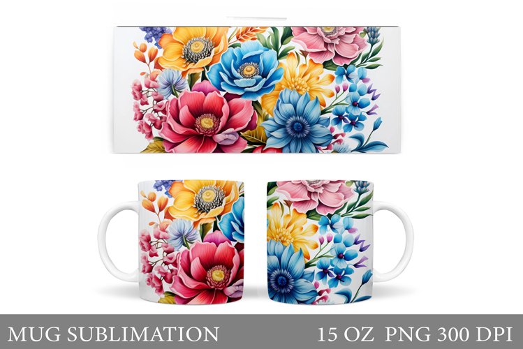 Flowers Mug Wrap Sublimation. Flowers Mug Wrap Design
