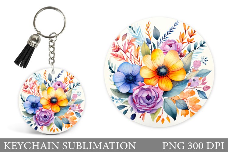 Flowers Keychain Design. Floral Keychain Sublimation