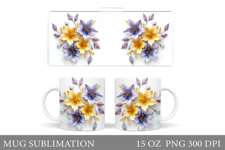 Flowers Mug Wrap Sublimation. Flowers Mug Wrap Design example image 1