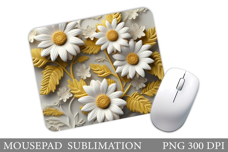 Daisy Flowers Mouse Pad. Flowers Mouse Pad Sublimation example image 1