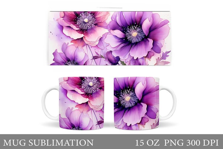 Flowers Mug Sublimation. Flowers Mug Wrap Design example image 1