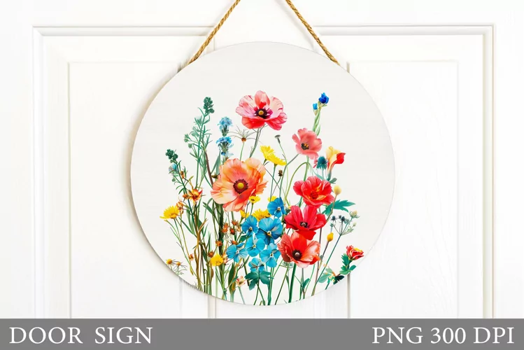 Floral Door Sign Sublimation. Flowers Door Sign Design