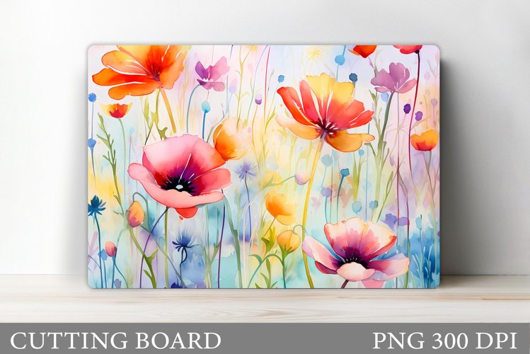 Flowers Cutting Board Sublimation. Wildflowers Cutting Board example image 1