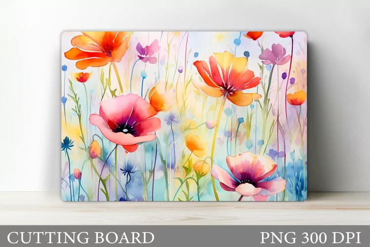Flowers Cutting Board Sublimation. Wildflowers Cutting Board