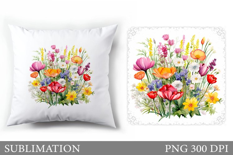 Flowers Pillow Sublimation. Summer Sublimation example image 1