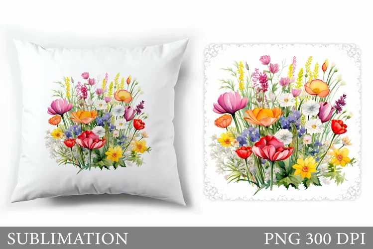Flowers Pillow Sublimation. Summer Sublimation