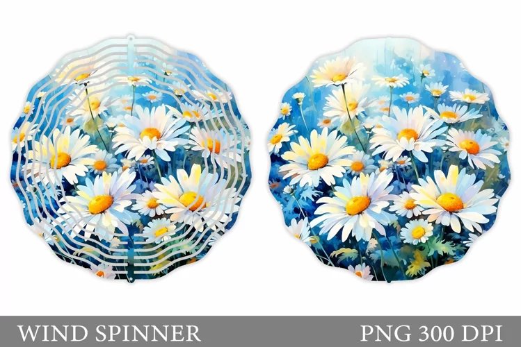 Daisy Flowers Wind Spinner. Flowers Spinner Sublimation