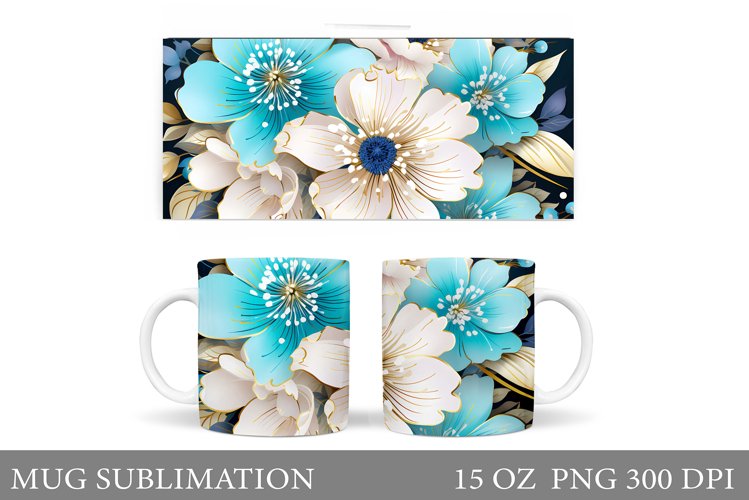 Flowers Mug Wrap Design. Flowers Mug Sublimation example image 1