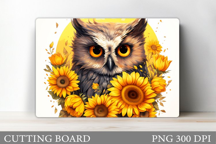 Cute Owl Cutting Board. Owl Sunflowers Kitchen Cutting Board